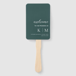 Leque Emerald Green-Modern - Programa de Casamento Monog