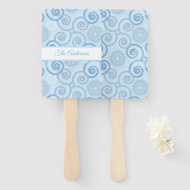 Leque Empurre o ventilador do pântano azul (Frente e Verso)