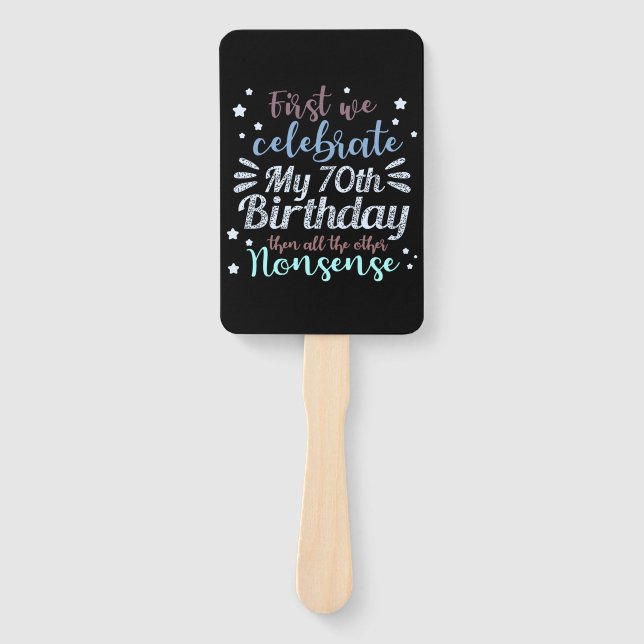 Leque engraçado comemorando o 70 (Frente)