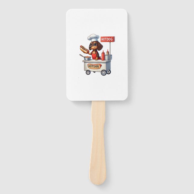 Leque Engraçado Dachshund Sausing Cão Weenie Hotdog Sand (Frente)