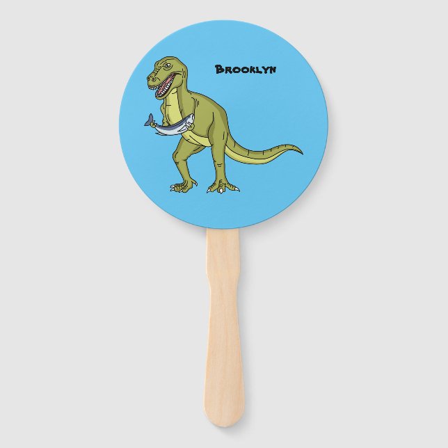 Leque Engraçado ilustração do dinossauro T rex (Frente)