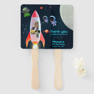 Leque Enorme quatro com fotos Space Rocket 4º Aniversá