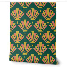 Leque escalonado Art Deco Esmeralda & Dourado