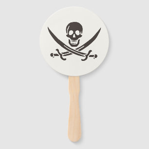 Leque Espadas de crânio de obsidiana Bandeira pirata de