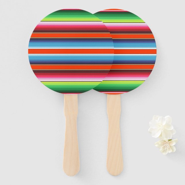 Leque Espanhol tradicional Serape Fiesta mexicana em cob (Frente e Verso)