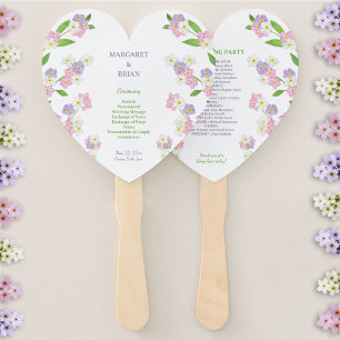 Leque Esquecer-me-Nots Programa de Casamento Rosa e Roxo