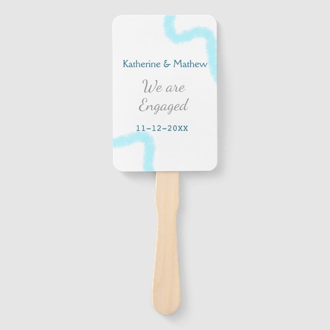 Leque Estamos noivos de na moda espiralada de cinza d'ág (Frente)