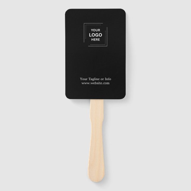Leque Estilo de Marca de Evento Personalizado Preto (Frente)
