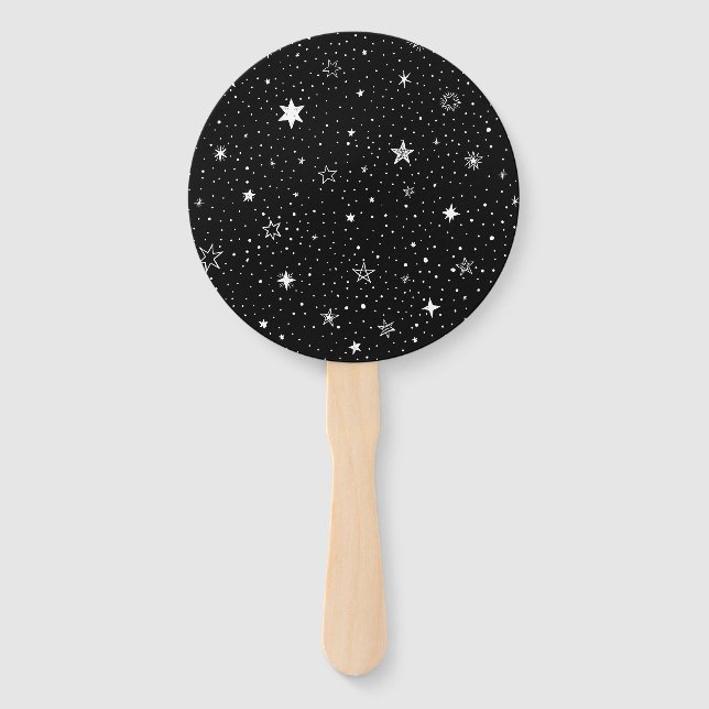 Leque Estrelas Brancas Desenhadas À Mão Em Preto (Frente)