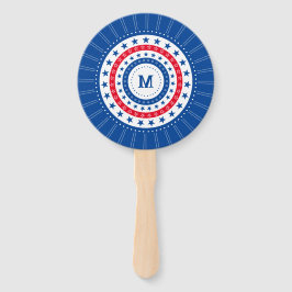 Leque Estrelas em vermelho, branco e azul com monograma