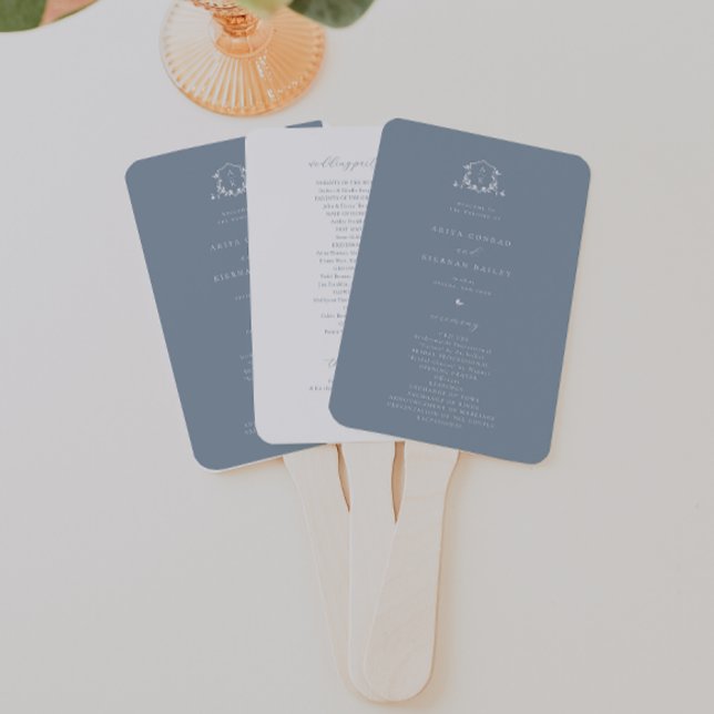 Leque Eterno Vinha Monograma Crest Dusty Blue (Criador carregado)