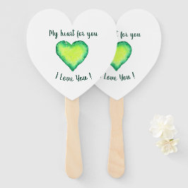 Leque Eu Te Amo Dia de os namorados Verde e Azul