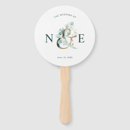 Leque Eucalyptus Ampersand Dourado Programa de Casamento