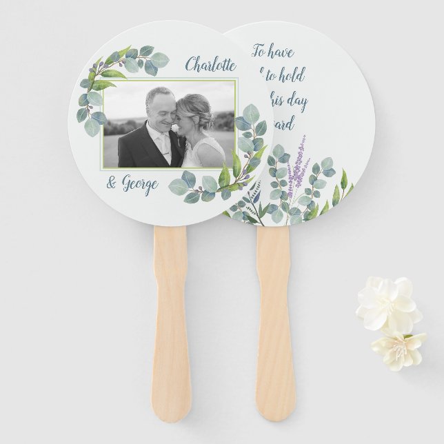 Leque Eucalyptus deixa foto do fã de casamento dizendo (Frente e Verso)