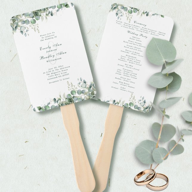 Leque Eucalyptus Sage Green Watercolor Casamento Verde (Criador carregado)