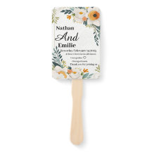 Fã de casamento de flores brancas e amarelas