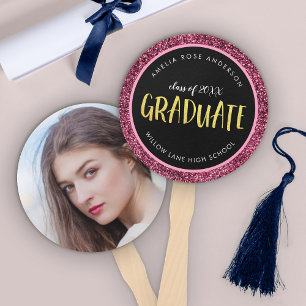 Leque Falso Brilho Rosa Graduada Foto Graduação