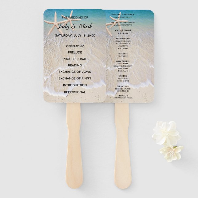 Leque Fãs do Programa de Casamento de Praia da Starfish (Frente e Verso)