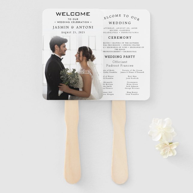 Leque Fãs do Programa de Casamento Moderno com Foto (Frente e Verso)