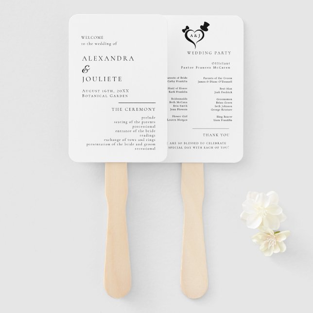 Leque Fãs do Programa de Casamento Moderno com Foto (Frente e Verso)