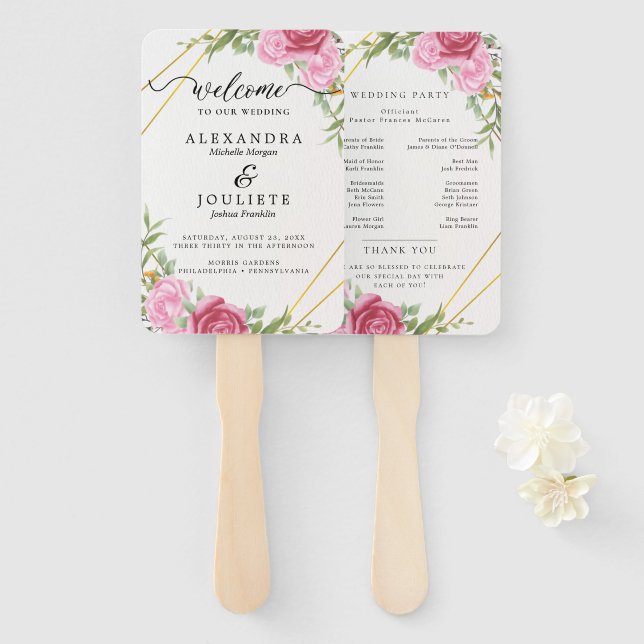 Leque Fãs do Programa de Casamento Moderno com Foto (Frente e Verso)