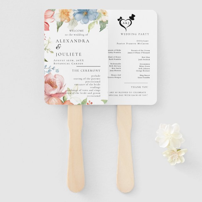 Leque Fãs do Programa de Casamento Moderno com Foto (Frente e Verso)