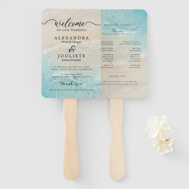 Leque Fãs do Programa de Casamento Moderno com Foto (Frente e Verso)