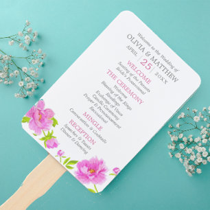 Leque Fãs florais da mão do programa do casamento das