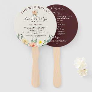 Leque Fãs florais da mão do programa do casamento do