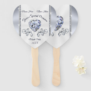 Leque Fãs Wedding personalizados coração do diamante
