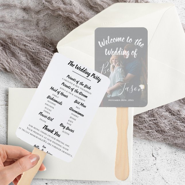 Leque Faux Vellum Elegant Wedding Day (Wedding Program Faux Vellum Elegant Wedding Day Hand Fan)