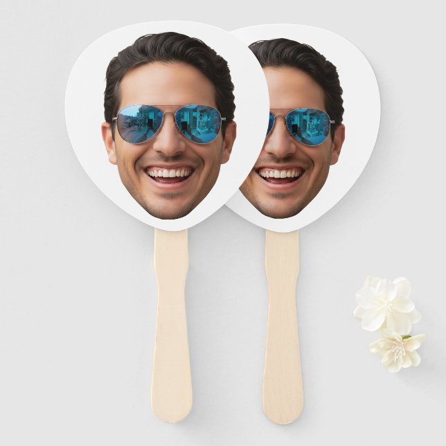 Leque Favor de Aniversário com Rosto Personalizado para  (Frente e Verso)