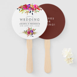 Leque Favor de Casamento Floral de Watercolor
