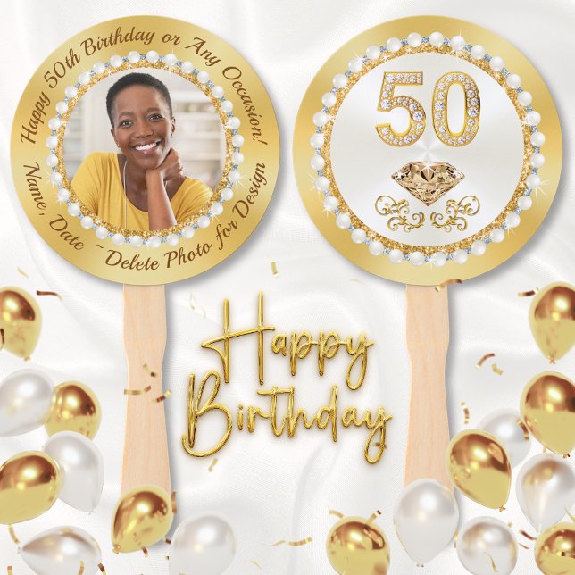 Leque Favoritos para festas para a 50ª mulher de anivers (Photo, 50th Birthday Party Favors. Personalized, 50th birthday party ideas. 50th birthday programs.)