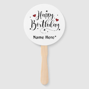 Leque Feliz Aniversário, Caligrafia Minimalista