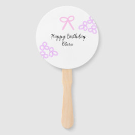 Leque Feliz aniversário do pastel floral roxo cor-de-ros