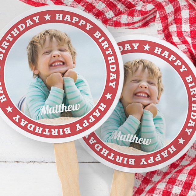 Leque Feliz Aniversário Foto Personalizada Simples e Mod (Criador carregado)