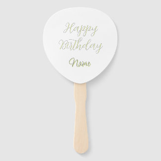 Leque Feliz aniversário verde cinza pastel nome data mod