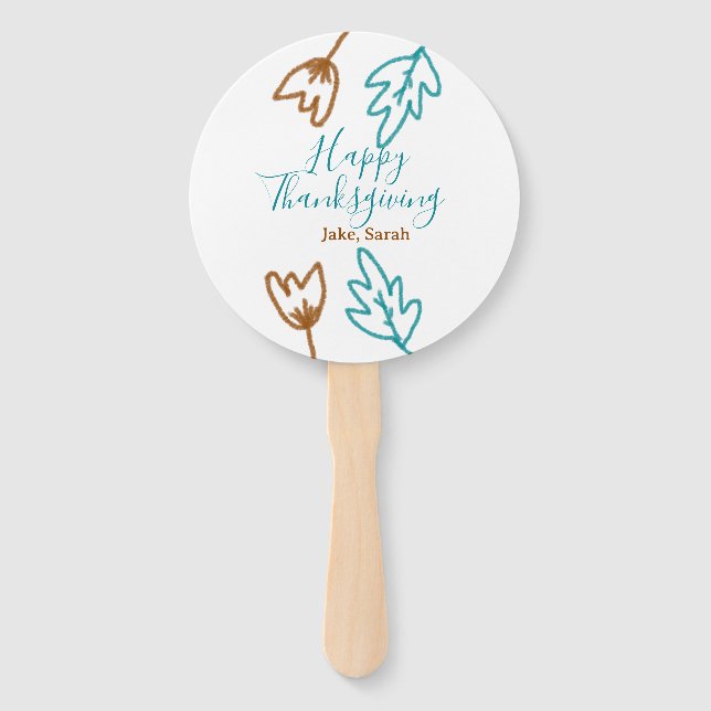 Leque Feliz Dia de Ação de Graças queda castanha azul de (Frente)