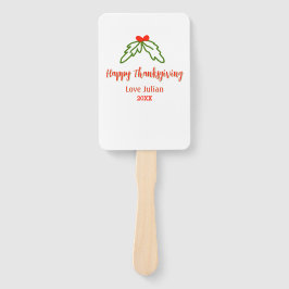 Leque Feliz Dia de Ação de Graças verde folhas cereja