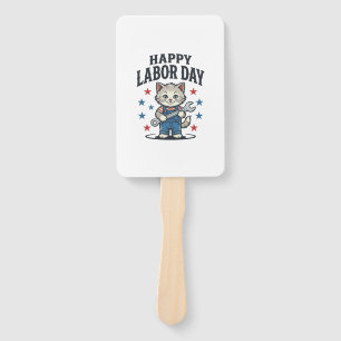 Leque Feliz Dia do Trabalhador Gato Patriota Desenho Vin