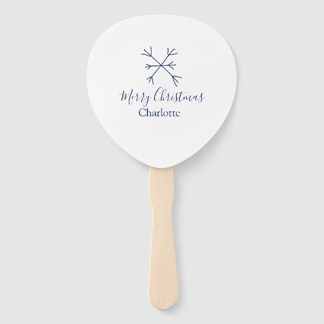 Leque Feliz Natal flocos de neve azuis adicionam nomes d (Frente)