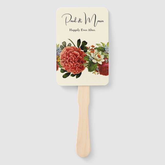 Leque Feliz Sempre Depois do BOHO retro tapeçaria floral (Frente)