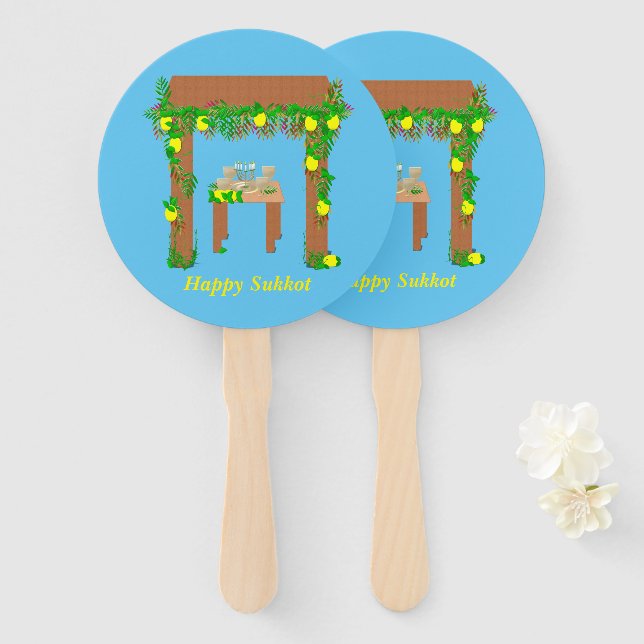 Leque Feliz Sukkot, Personalizado (Frente e Verso)