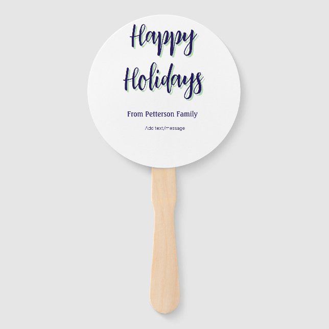 Leque Felizes feriados azuis na moda (Frente)