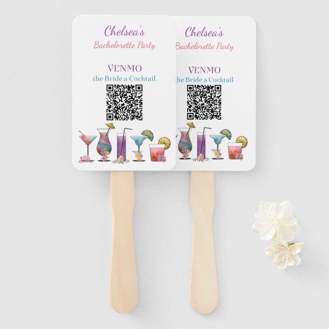 Leque Festa de solteira VENMO a noiva um coquetel (Frente e Verso)