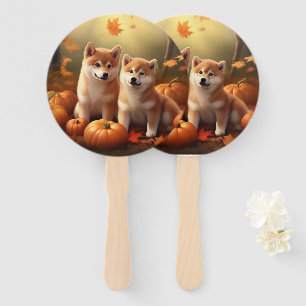 Leque Filhote de Shiba Inu Delícia de Outono Abóbora