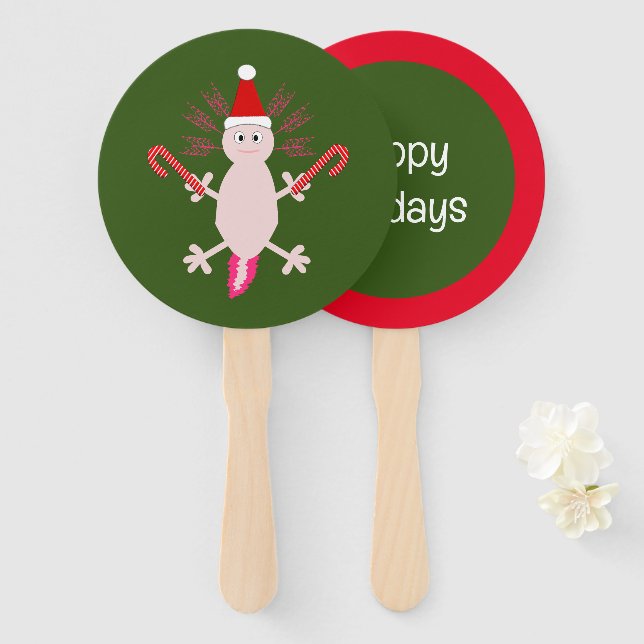 Leque Fixe de Natal Axolotl Personalizado (Frente e Verso)