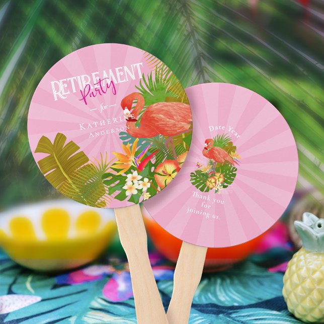 Leque Flamingo Retirement Pink  (Flamingo Retirement Pink Hand Fan)