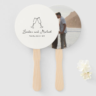Leque Flautas Desenhadas à Mão para Casamento Moderno